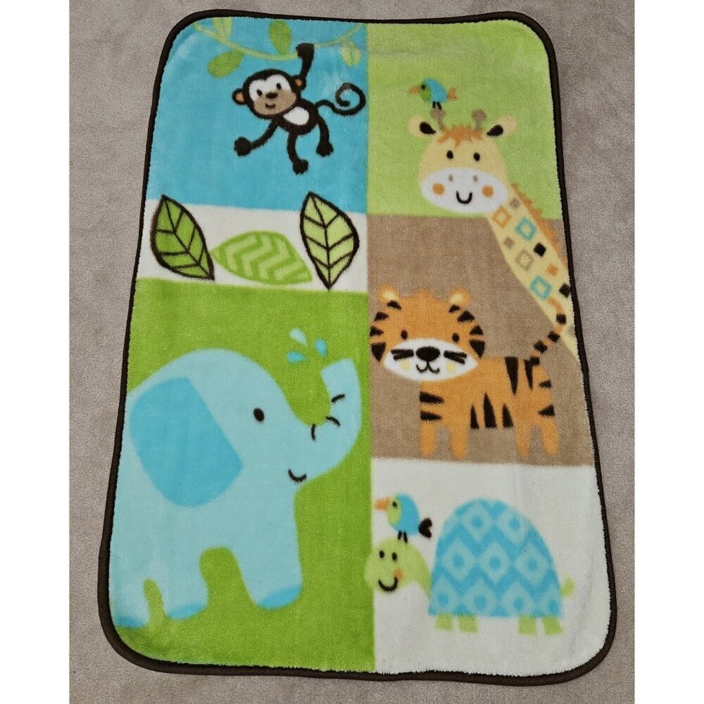 Garanimals Fleece Baby Blanket 30x45 Giraffe Elephant Monkey Tiger Turtle Bird